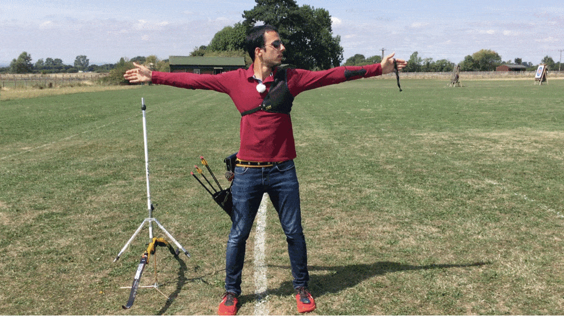 recurve archer showing t-posture position drill