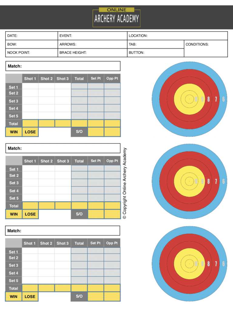 archery scoresheet for elimination olympic round pdf printable