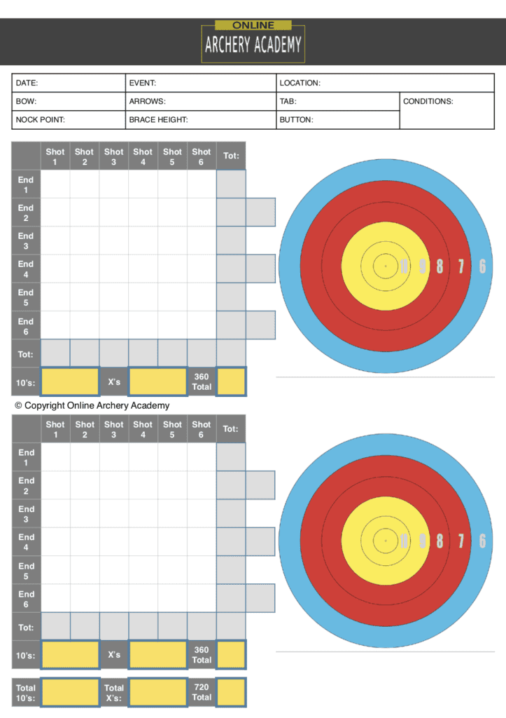 Printable Archery Score Cards Printable World Holiday