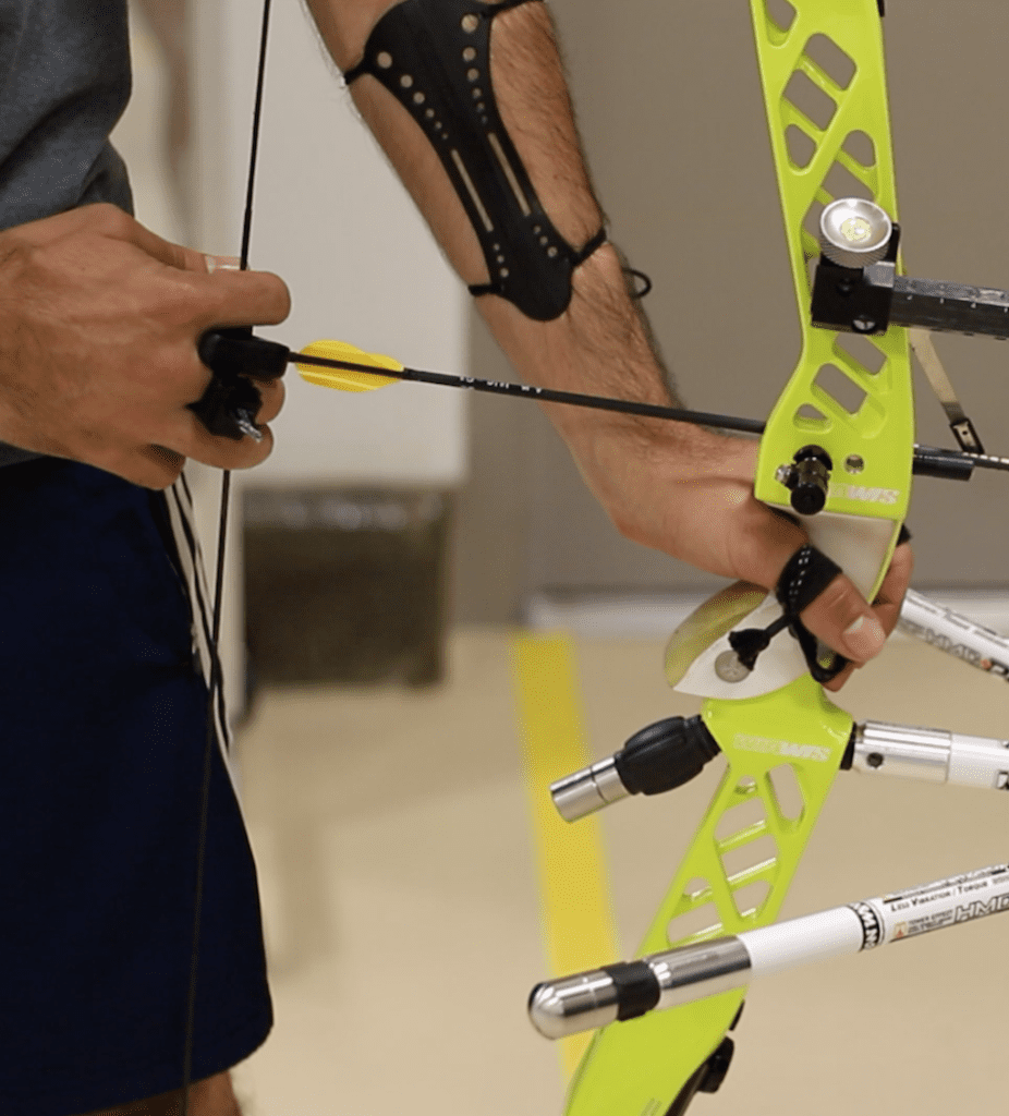 archery bow hand position in grip from side