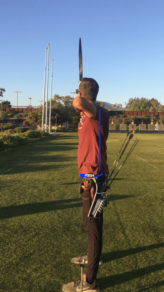 good recurve archery posture with flat back