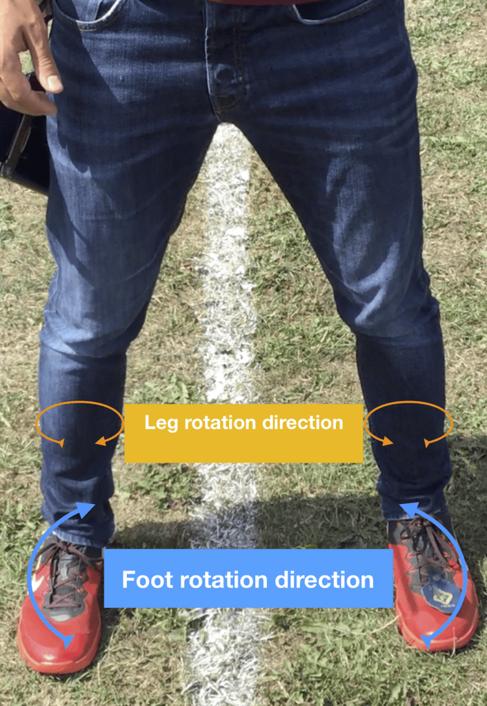 archer showing foot position for square stance used in recurve archery