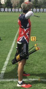 recurve archer showing the foot position for a square stance