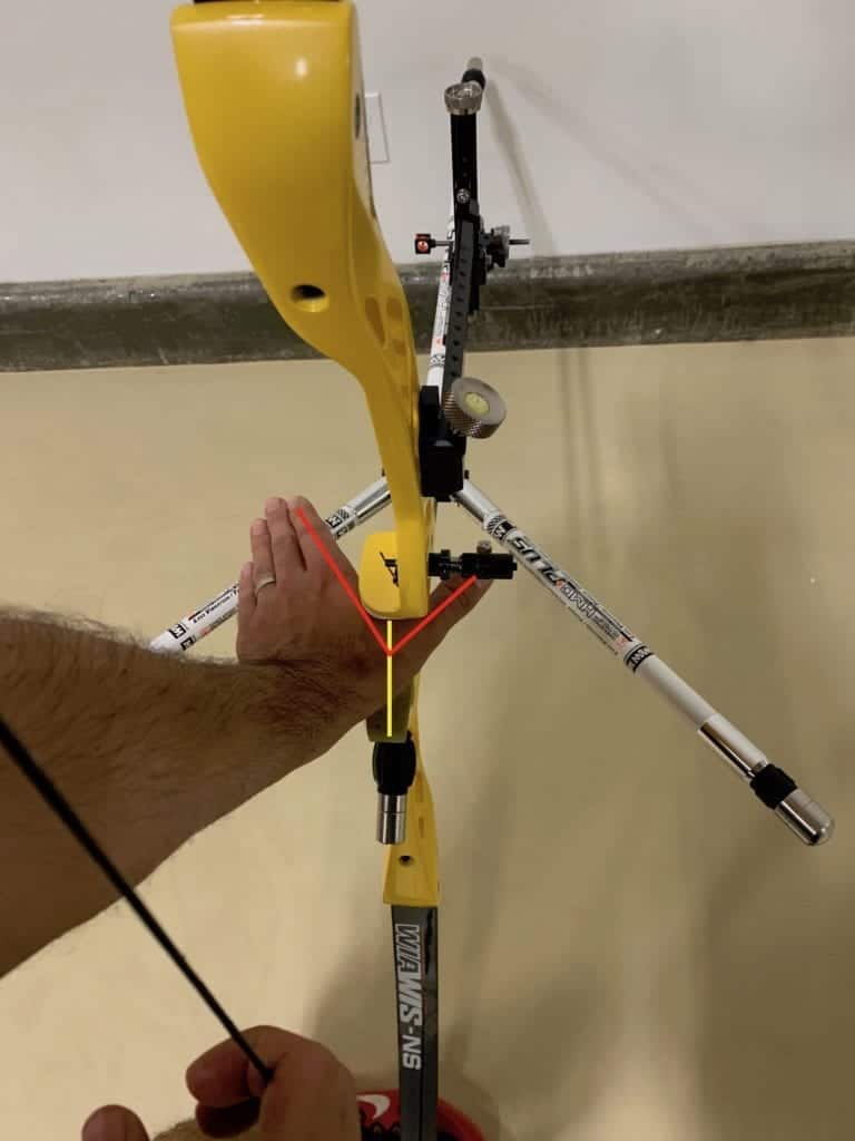 recurve archery bow hand showing grip positioning