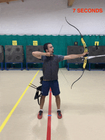 recurve archer demonstrating 7 plus 2 exercise