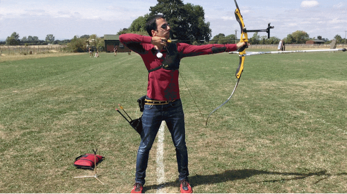 archer showing double bow roll drill