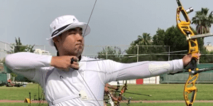 Im Dong Hyun showing the recurve archery draw
