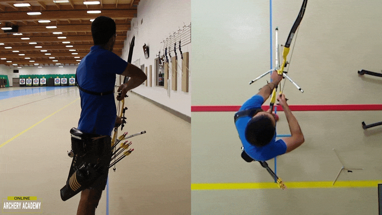 recurve archer showing how to raise and open the bow to set-up