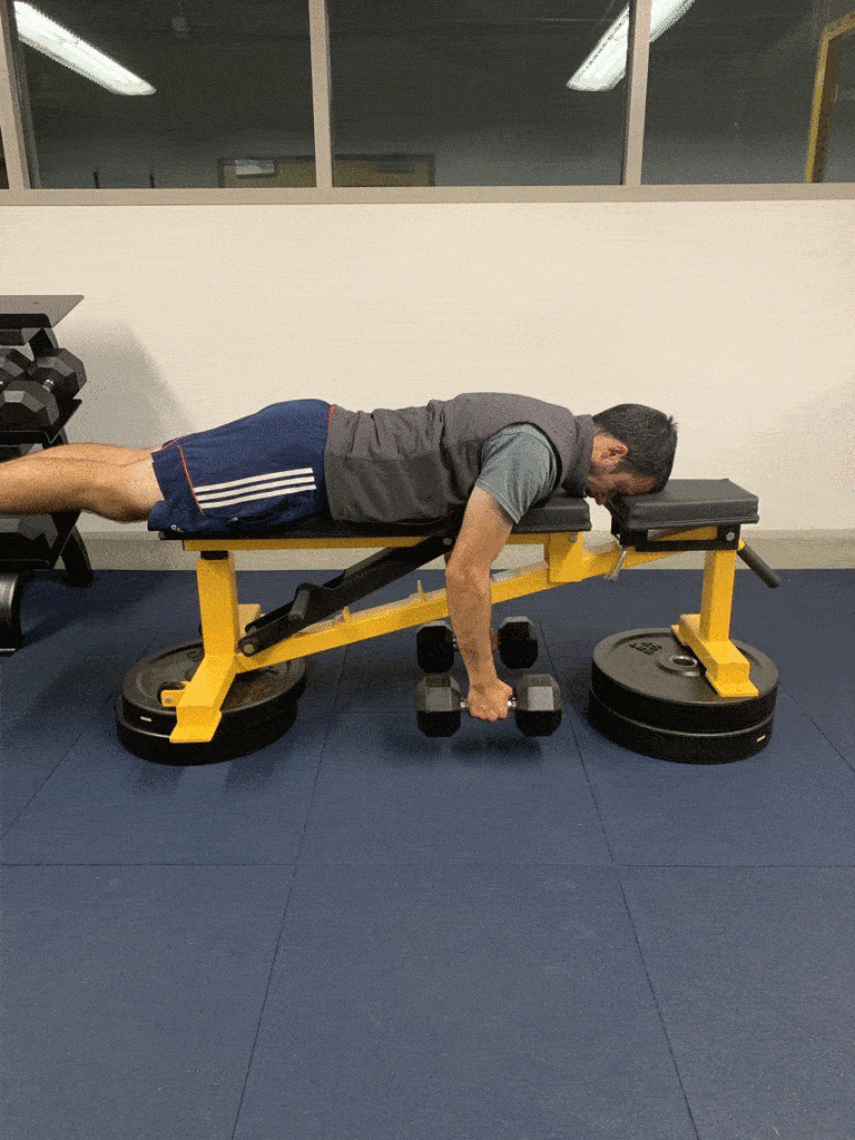 recurve archer doing prone row strength exercise