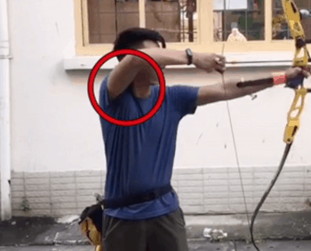high draw shoulder raising the bow