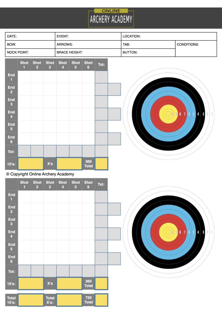 archery score sheet for 720 qualification round outdoor pdf printable